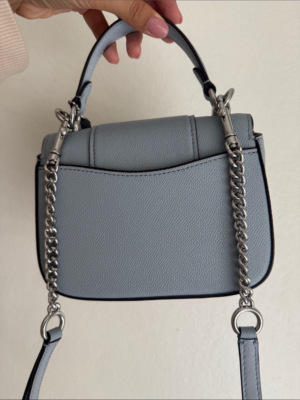 Coach Light Blue Gray Pebbled Leather Mini Top-Handle Crossbody - Picture 2 of 9